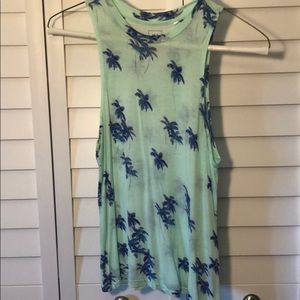 Sheer palm tree tank top